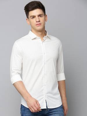 men's long sleeves abstract off white shirt 2