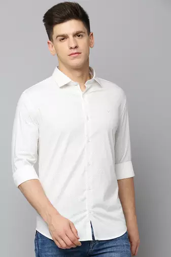 men's long sleeves abstract off white shirt