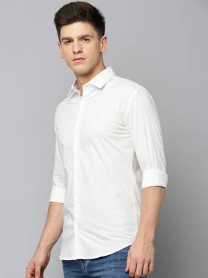 men's long sleeves abstract off white shirt 3