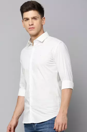 men's long sleeves abstract off white shirt