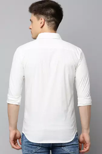 men's long sleeves abstract off white shirt