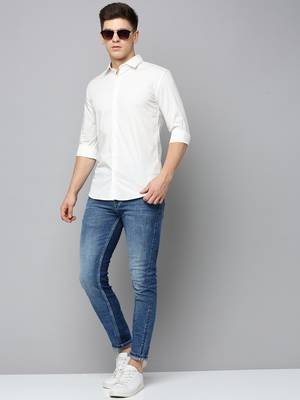 men's long sleeves abstract off white shirt 5