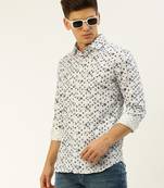 Showoff men's long sleeves conversational white shirt