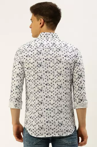 Showoff men's long sleeves conversational white shirt