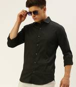 men's long sleeves geometric black shirt