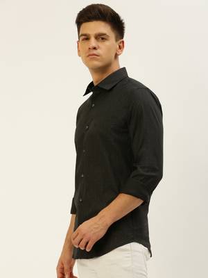 men's long sleeves geometric black shirt 3
