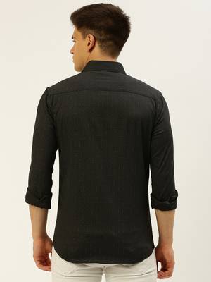 men's long sleeves geometric black shirt 4