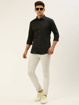 men's long sleeves geometric black shirt 5