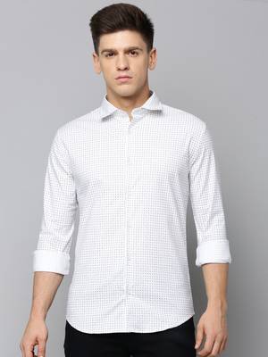 men's long sleeves geometric white shirt 2