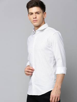 men's long sleeves geometric white shirt 3
