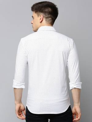 men's long sleeves geometric white shirt 4