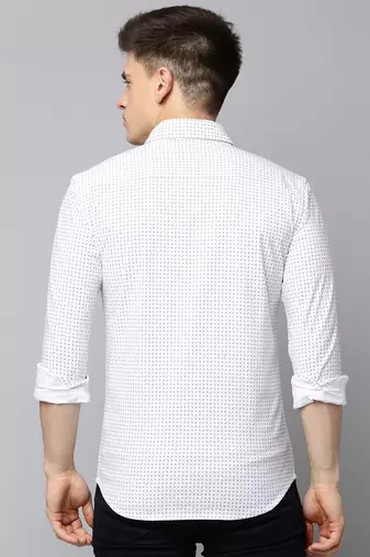 men's long sleeves geometric white shirt