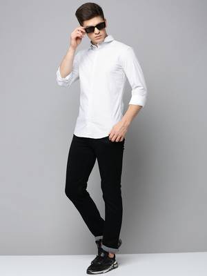 men's long sleeves geometric white shirt 5