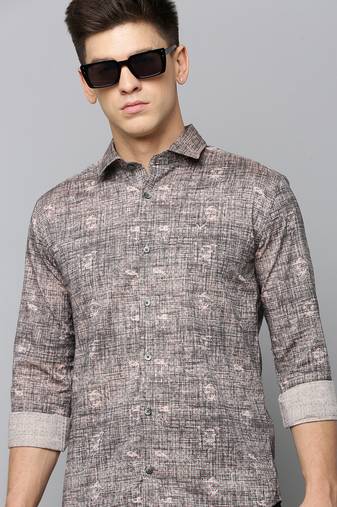 men's long sleeves conversational black shirt