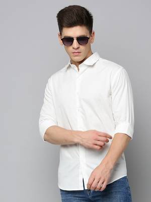 men's long sleeves polka dots white shirt 1
