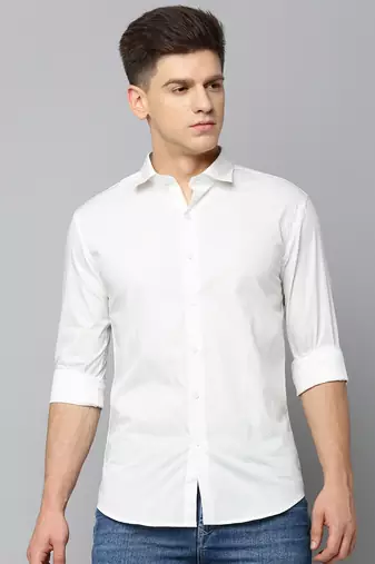 men's long sleeves polka dots white shirt