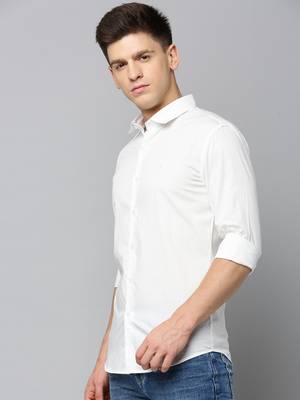 men's long sleeves polka dots white shirt 3