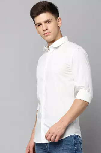 men's long sleeves polka dots white shirt