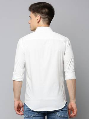 men's long sleeves polka dots white shirt 4