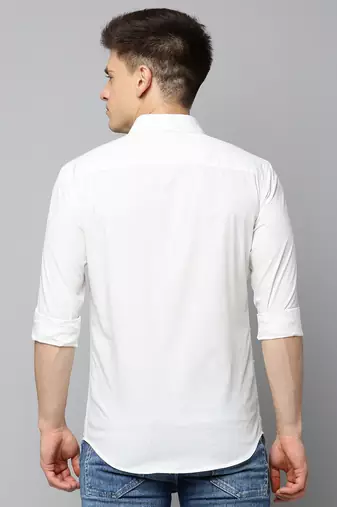 men's long sleeves polka dots white shirt