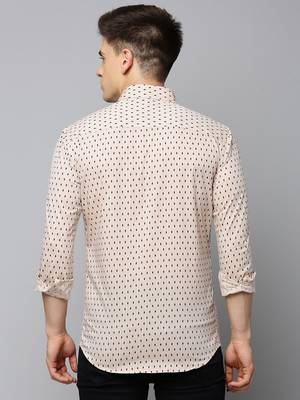 men's long sleeves geometric tan shirt 4