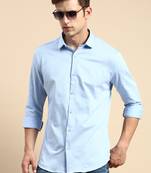 men's long sleeves geometric blue shirt