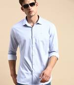 men's long sleeves vertical stripes blue shirt