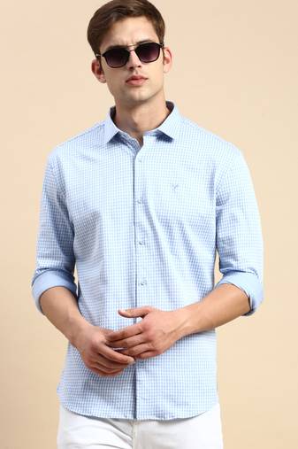 men's long sleeves shepherd checks blue shirt