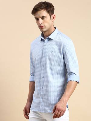 men's long sleeves shepherd checks blue shirt 3