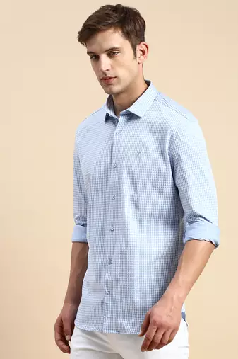 men's long sleeves shepherd checks blue shirt