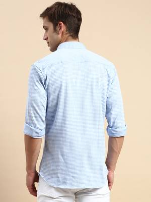 men's long sleeves shepherd checks blue shirt 4