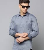 men's long sleeves textured grey shirt
