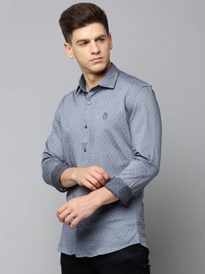 men's long sleeves textured grey shirt 3