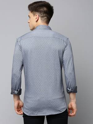 men's long sleeves textured grey shirt 4