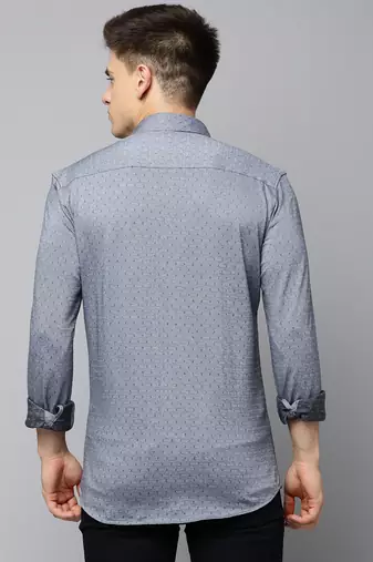 men's long sleeves textured grey shirt