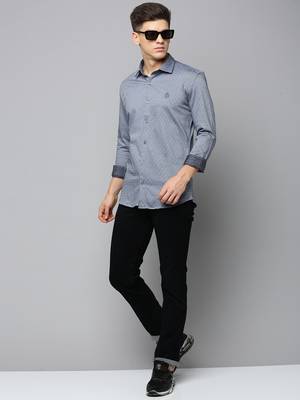 men's long sleeves textured grey shirt 5