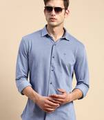 men's long sleeves geometric navy blue shirt