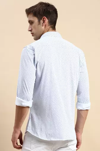 men's long sleeves polka dots off white shirt
