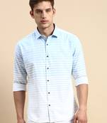 Showoff men's long sleeves horizontal stripes blue shirt