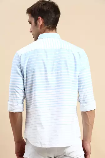 Showoff men's long sleeves horizontal stripes blue shirt