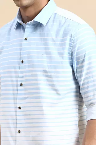 Showoff men's long sleeves horizontal stripes blue shirt