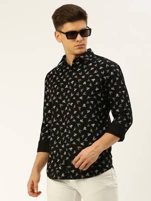 men's long sleeves abstract black shirt 1