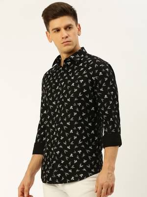 men's long sleeves abstract black shirt 3