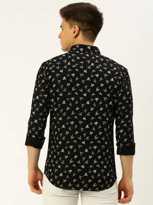men's long sleeves abstract black shirt 4