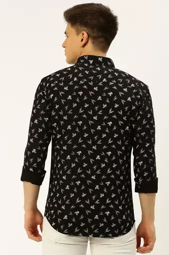 men's long sleeves abstract black shirt