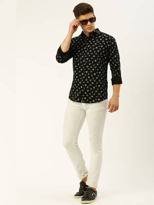men's long sleeves abstract black shirt 5