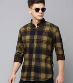 Showoff men's long sleeves tartan checks navy blue shirt