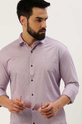 Showoff men's long sleeves solid lavender shirt