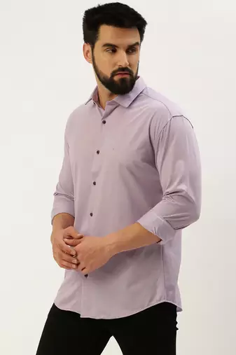 Showoff men's long sleeves solid lavender shirt