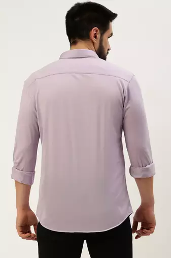 Showoff men's long sleeves solid lavender shirt